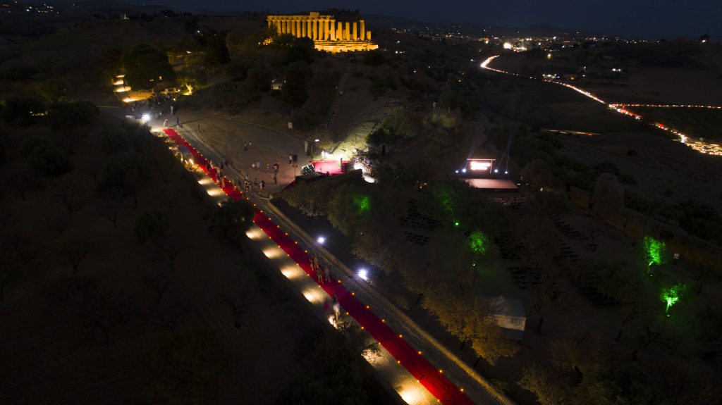 Il red carpet nella scorsa edizione, sullo sfondo il Tempio di Giunone